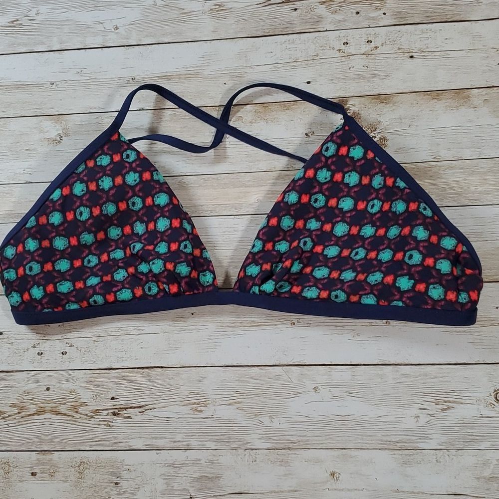 Patagonia Kupala Criss Cross Back Patterned Bikini Top Lightly Padded Size Med